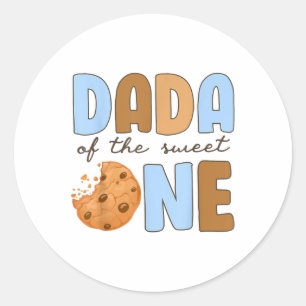 Sticker Rond Dada Of The Sweet One Cookies And Milk 1er Anniver