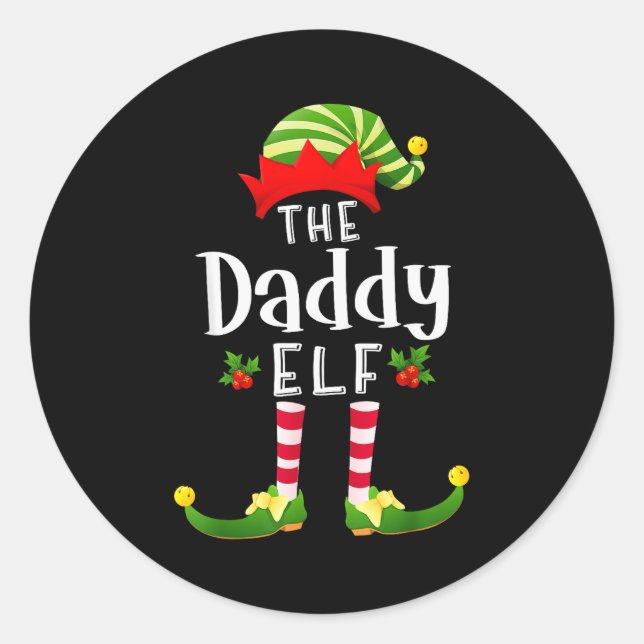 Sticker Rond Daddy Christmas Elf Matching Pajama X-mas Party  (Devant)