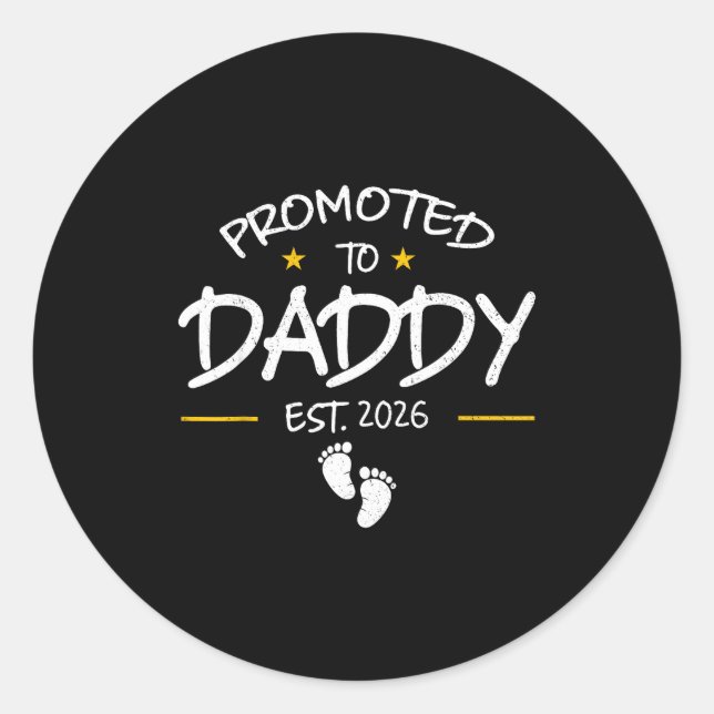 Sticker Rond Daddy Est 2026 Daddy To Be New Dad 2026 First Time (Devant)