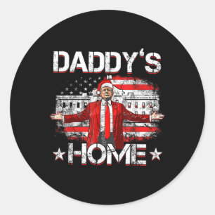 Sticker Rond Daddys Accueil Trump Xmas 2024 Trump amusant prend
