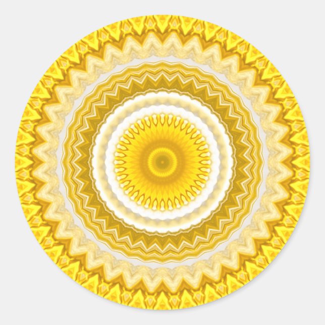 Sticker Rond Daffodique jaune Mandala Motif (Devant)