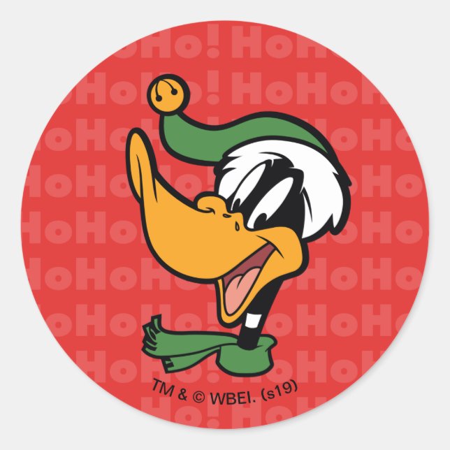 Sticker Rond DAFFY DUCK™ "Happy Holi-Daze" (Devant)