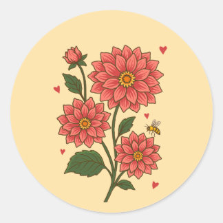 Sticker Rond Dahlia Flower