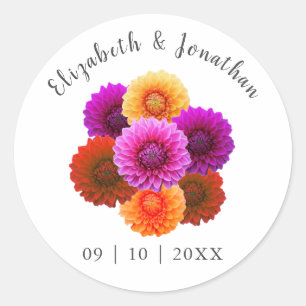Sticker Rond Dahlia Mariage d'automne
