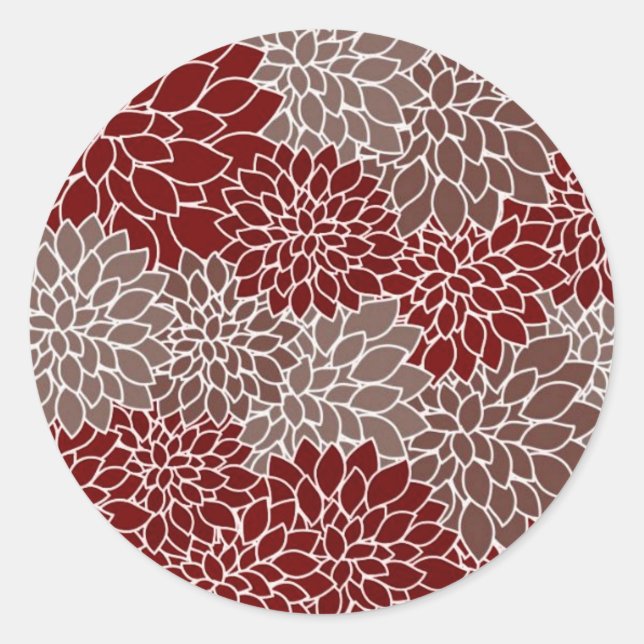 Sticker Rond Dahlias rouge et argent (Devant)