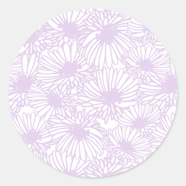 Sticker Rond Daisy Blooms - Airy Lilac (Devant)