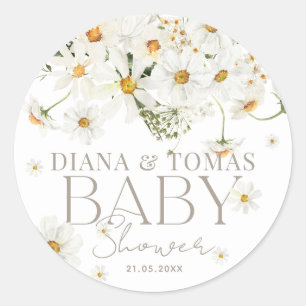 Sticker Rond Daisy Boho Baby in Bloom Shower