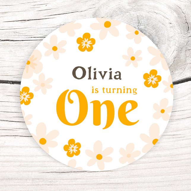 Sticker Rond Daisy Boho Floral 1er anniversaire (Créateur téléchargé)