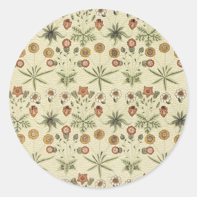 Sticker Rond Daisy de William Morris, Fleurs victoriennes Vinta (Devant)