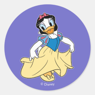 Sticker Rond Daisy Duck déguisée en Blanche-Neige