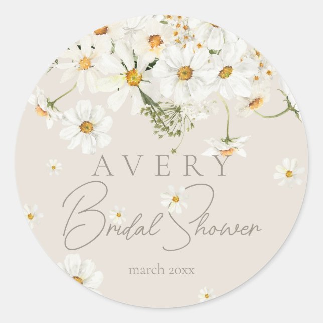 Sticker Rond Daisy Elegant Fleur sauvage Fête des mariées moder (Devant)