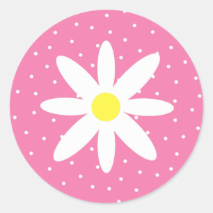 Sticker Rond Daisy et Pois