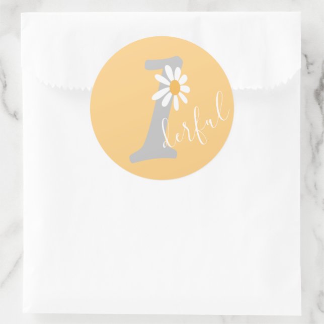 Sticker Rond Daisy Hippie Baby First Birthday Merveilleux (Sac)