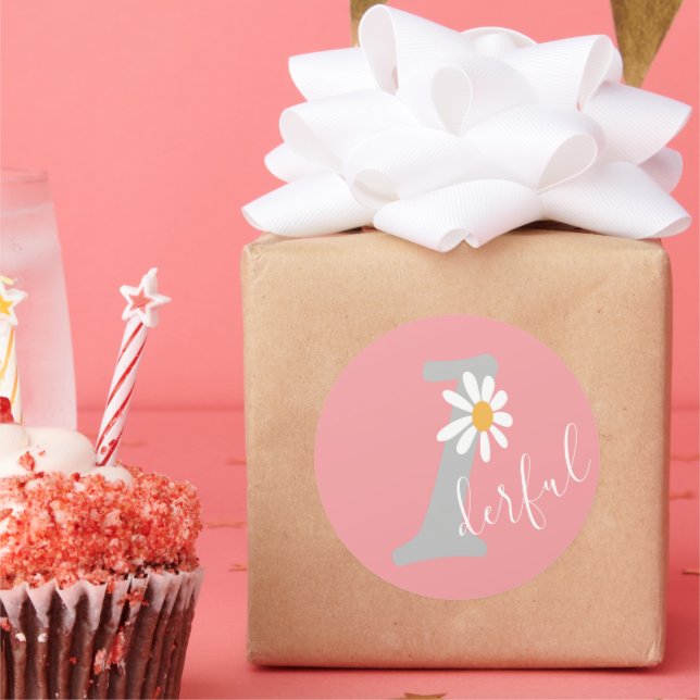 Sticker Rond Daisy Hippie Baby Merveilleux premier anniversaire (Fête)