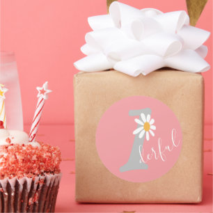 Sticker Rond Daisy Hippie Baby Merveilleux premier anniversaire