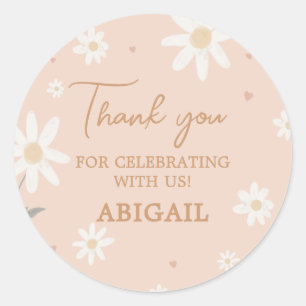 Sticker Rond Daisy Little Miss Onederry Photo Anniversaire