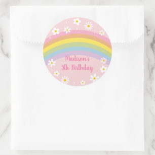 Sticker Rond Daisy Rainbow Retro Anniversaire