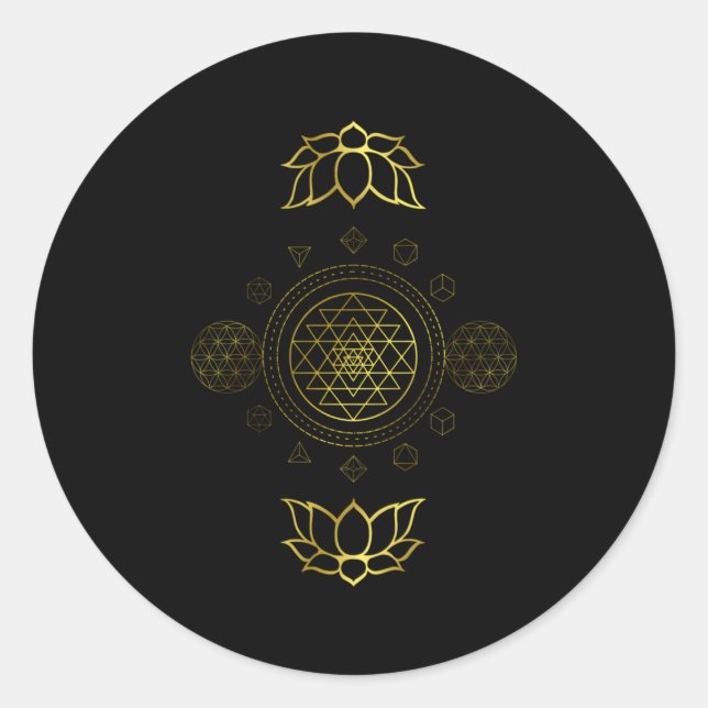 Sticker Rond Dala de géométrie sacrée de Sri Yantra (Devant)