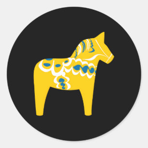 Sticker Rond Dala Horse Dalarna Suède Sverige
