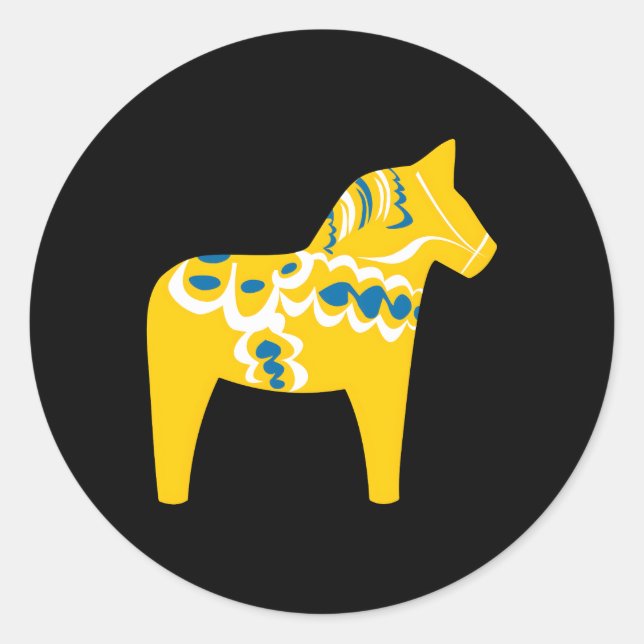 Sticker Rond Dala Horse Dalarna Suède Sverige (Devant)