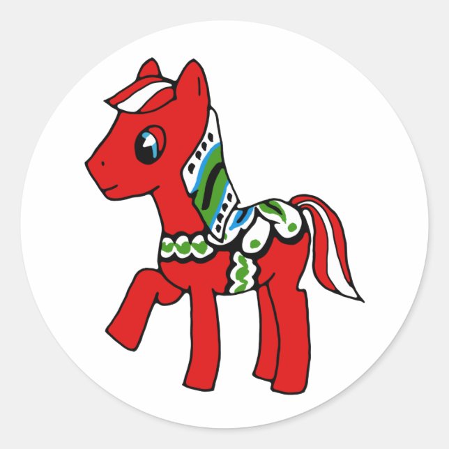 Sticker Rond Dala Horse Pony (Devant)