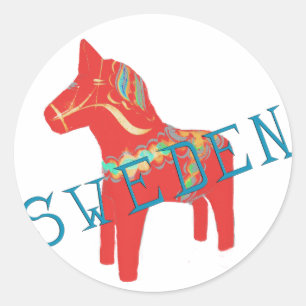 Sticker Rond Dala suédois Cheval cadeaux & salutations