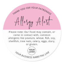 Sticker rond d'alerte d'allergie rose