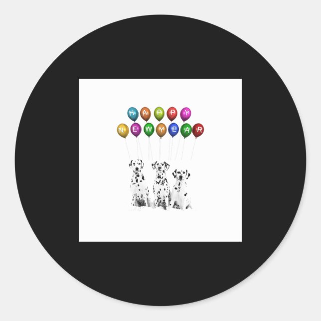 Sticker Rond Dalmatians Wishing Happy New Year 2016 _1  (Devant)