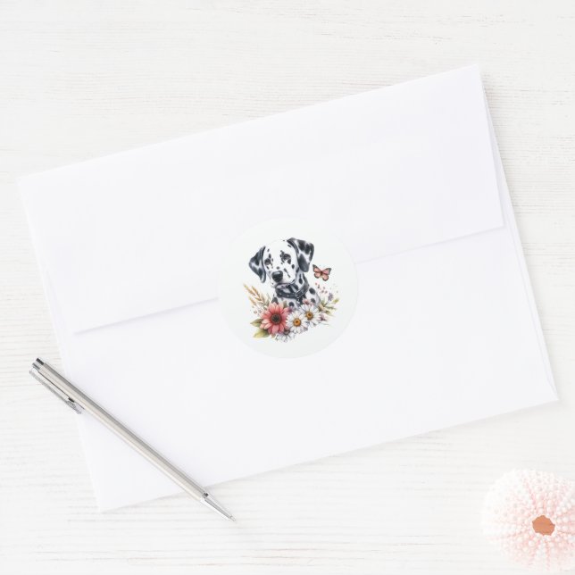 Sticker Rond Dalmation Florale (Enveloppe)