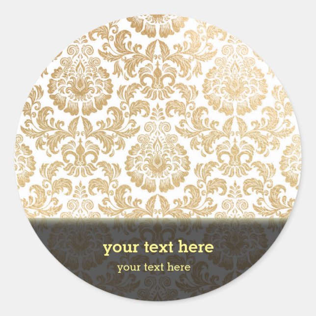 Sticker Rond Damas de tourbillons d'or (Devant)