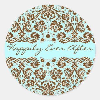 Sticker Rond Damask Blue et Mariage Brown