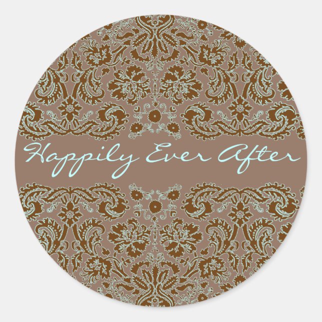 Sticker Rond Damask Blue et Mariage Brown Plus Brown (Devant)