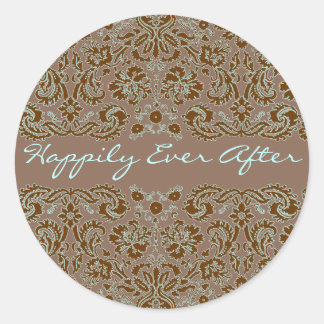 Sticker Rond Damask Blue et Mariage Brown Plus Brown