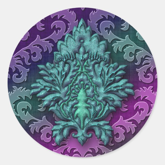 Sticker Rond Damask Burnout Velvet, Damask Medallion 2 (Devant)