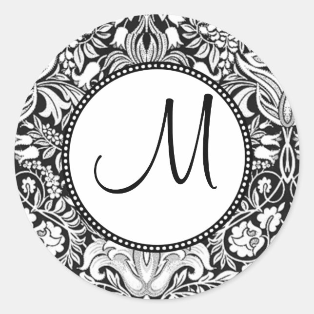 Sticker Rond Damask Monogramme (Devant)