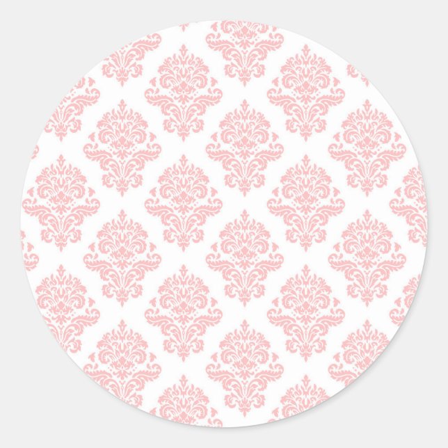 Sticker Rond Damask Pastel Rose Pêche  (Devant)