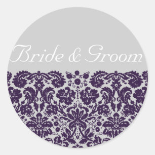 Sticker Rond Damask Purple Mariage