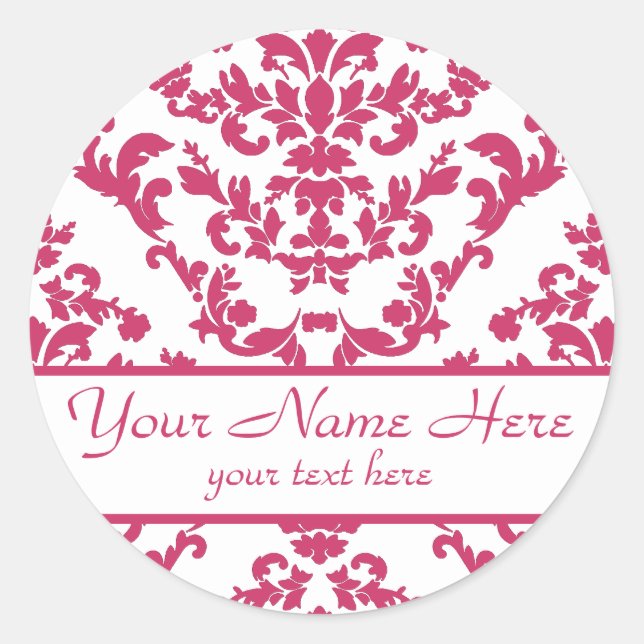 Sticker Rond Damask rose #6 personnalisable (Devant)