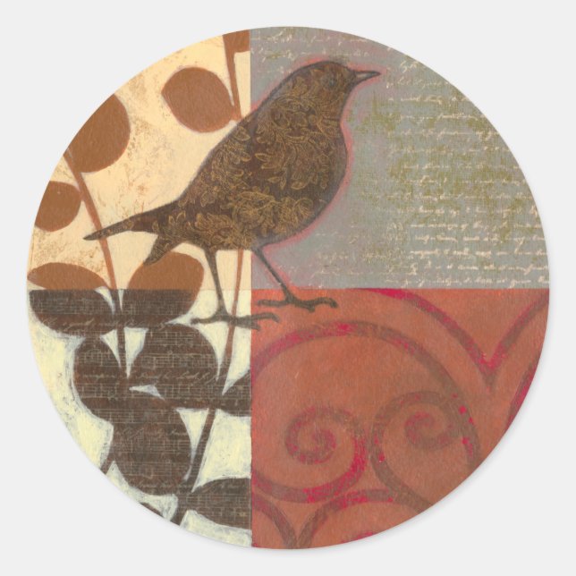 Sticker Rond Damask Sparrow (Devant)