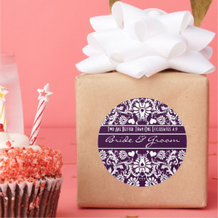Sticker Rond Damask Vintage Floral Mariage Favoris correspondan