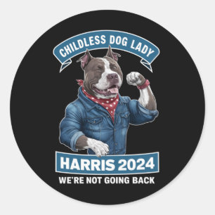 Sticker Rond Dame Chien sans Enfant Vote Kamala Élection 2024