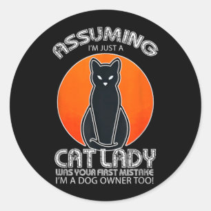 Sticker Rond Dame de chat de Noël d'Halloween _ Chien et chat n
