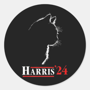 Sticker Rond Dame de chat pour Kamala Harris Président Biden 24