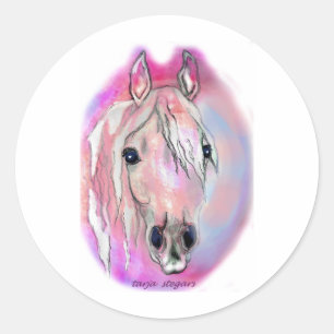 Sticker Rond Dame en rose