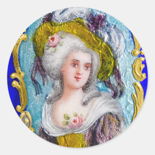 STICKER ROND DAME ROCOCO WITH PINK ROSES