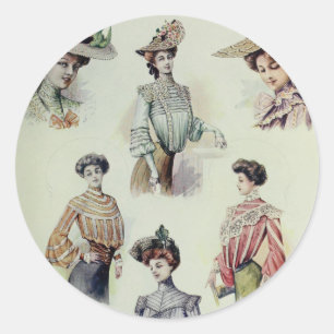 Sticker Rond Dame victorienne - Mode française Vintage - Blouse