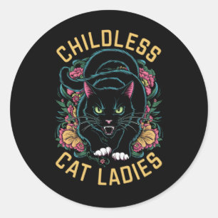 Sticker Rond Dames de chats sans enfants 2024 Féministe