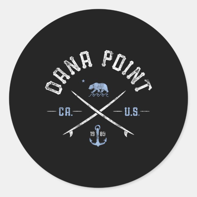 Sticker Rond Dana Point California Surfing Travel (Devant)
