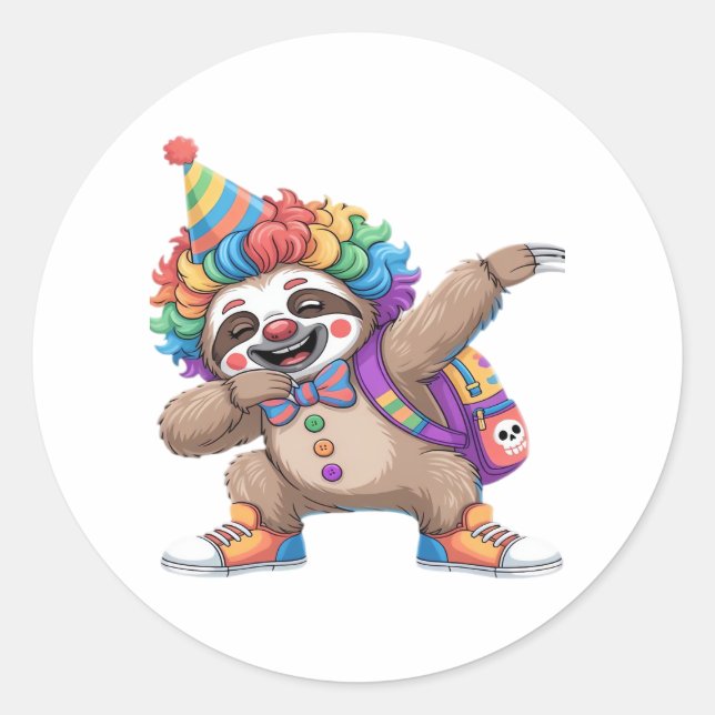 Sticker Rond Dancing Clown Dabbing Éffrayant Halloween paresse  (Devant)