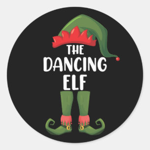 Sticker Rond Dancing Elf Famille de jumelage Groupe Noël
